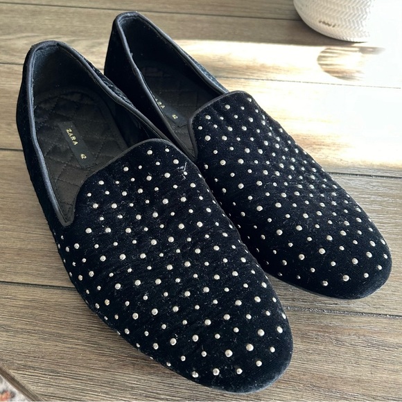 Zara studded velvet slip on loafers mens size 42 - Picture 6 of 9